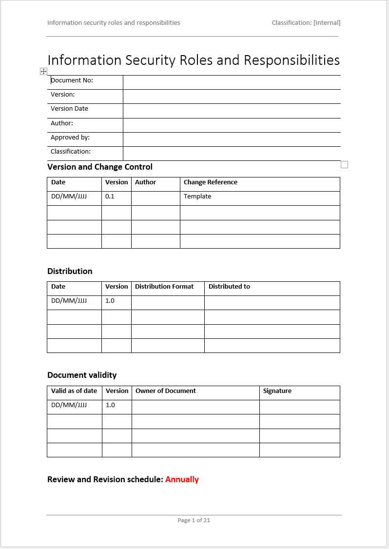 Information Security Roles And Responsibilities Template