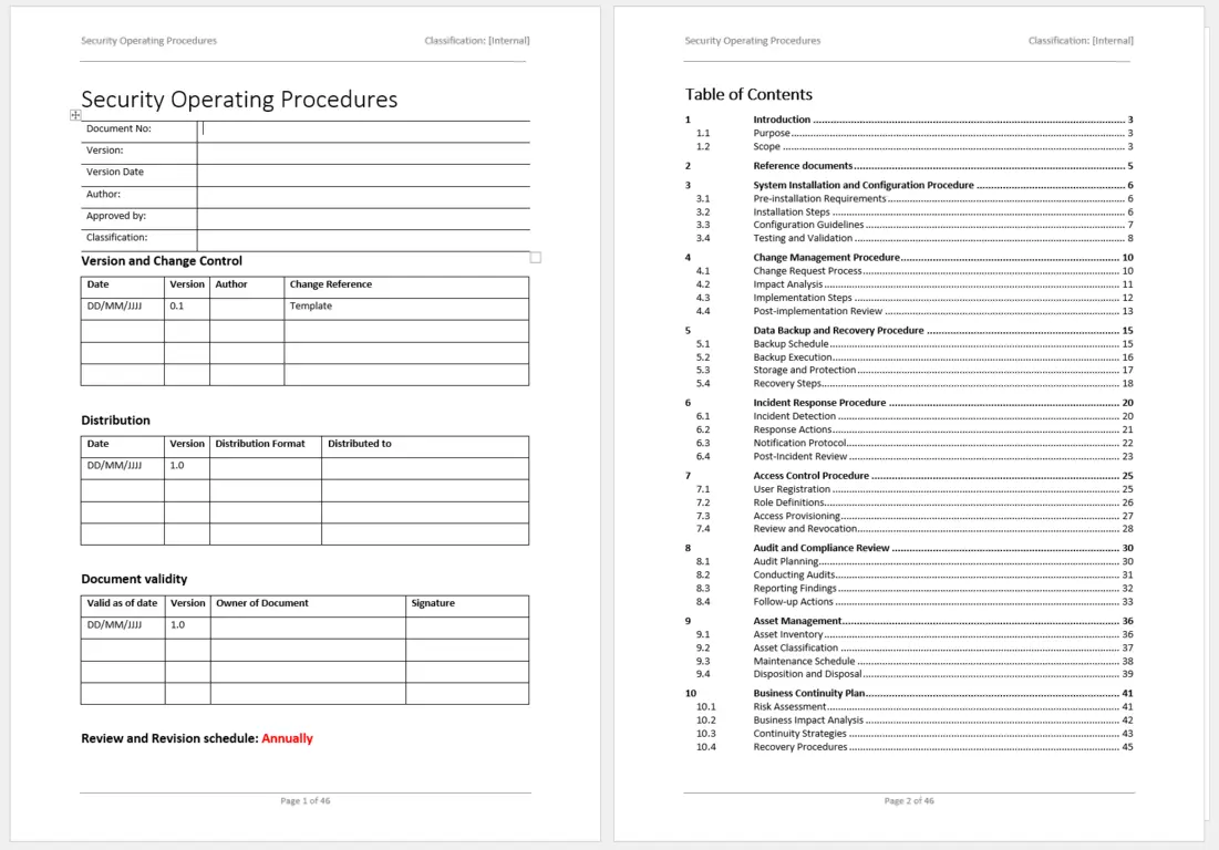 Front Page Sample Of The Sop Template For Word