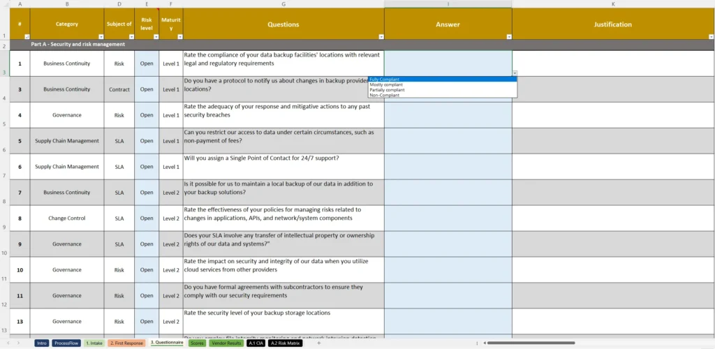 Vendor Security Questionnaire Template