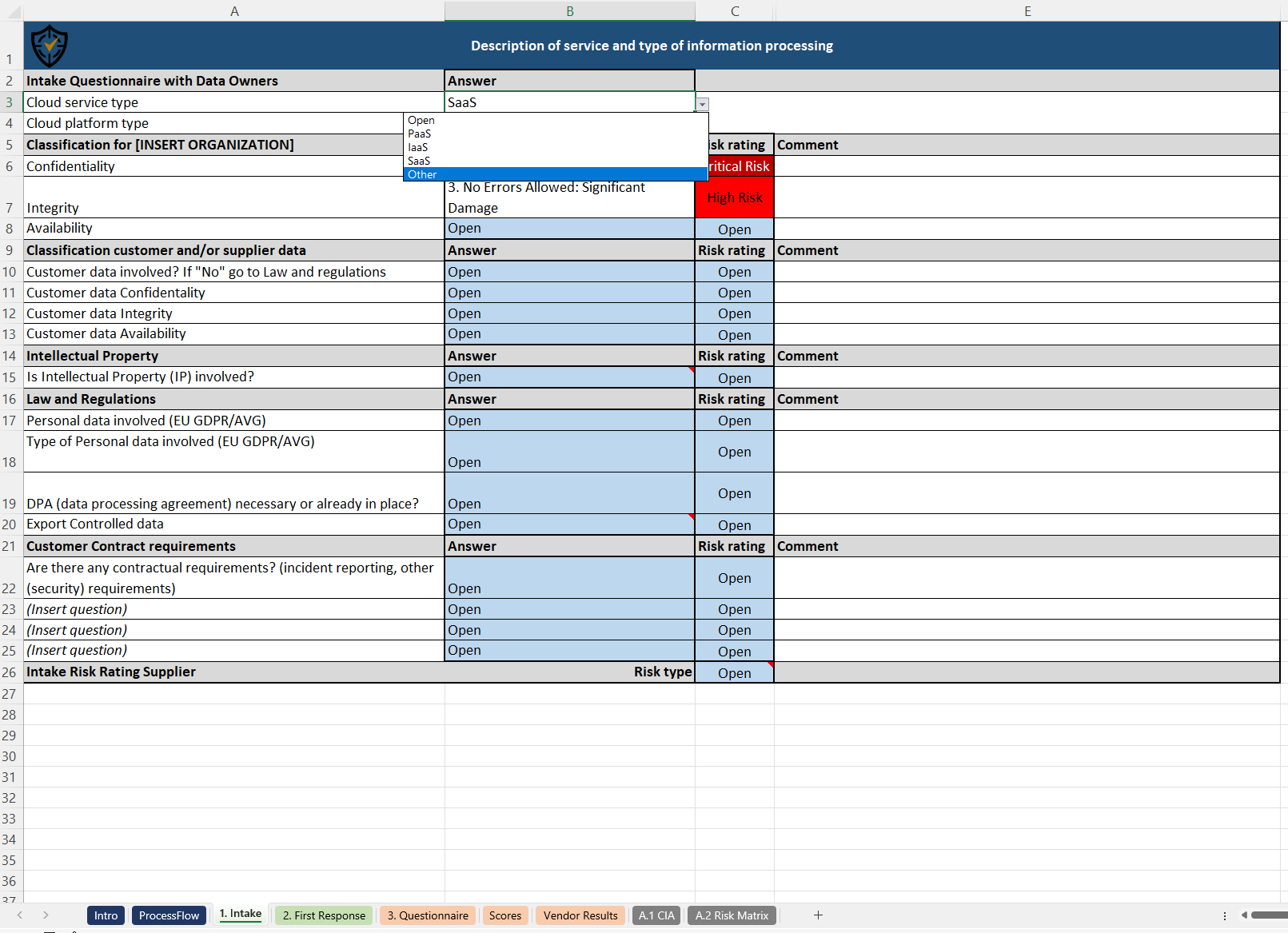 Supplier Risk Analysis Template