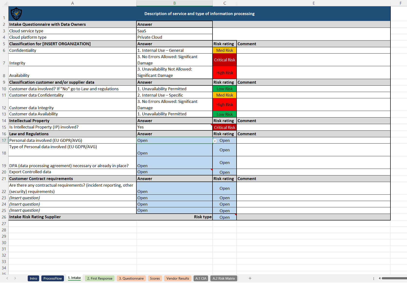 Vendor Risk Assessment Questionnaire Xls