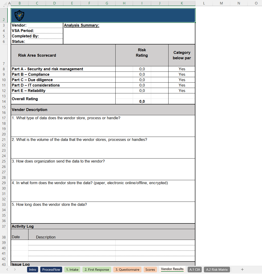 Vendor Risk Assessment Template Vendor Results