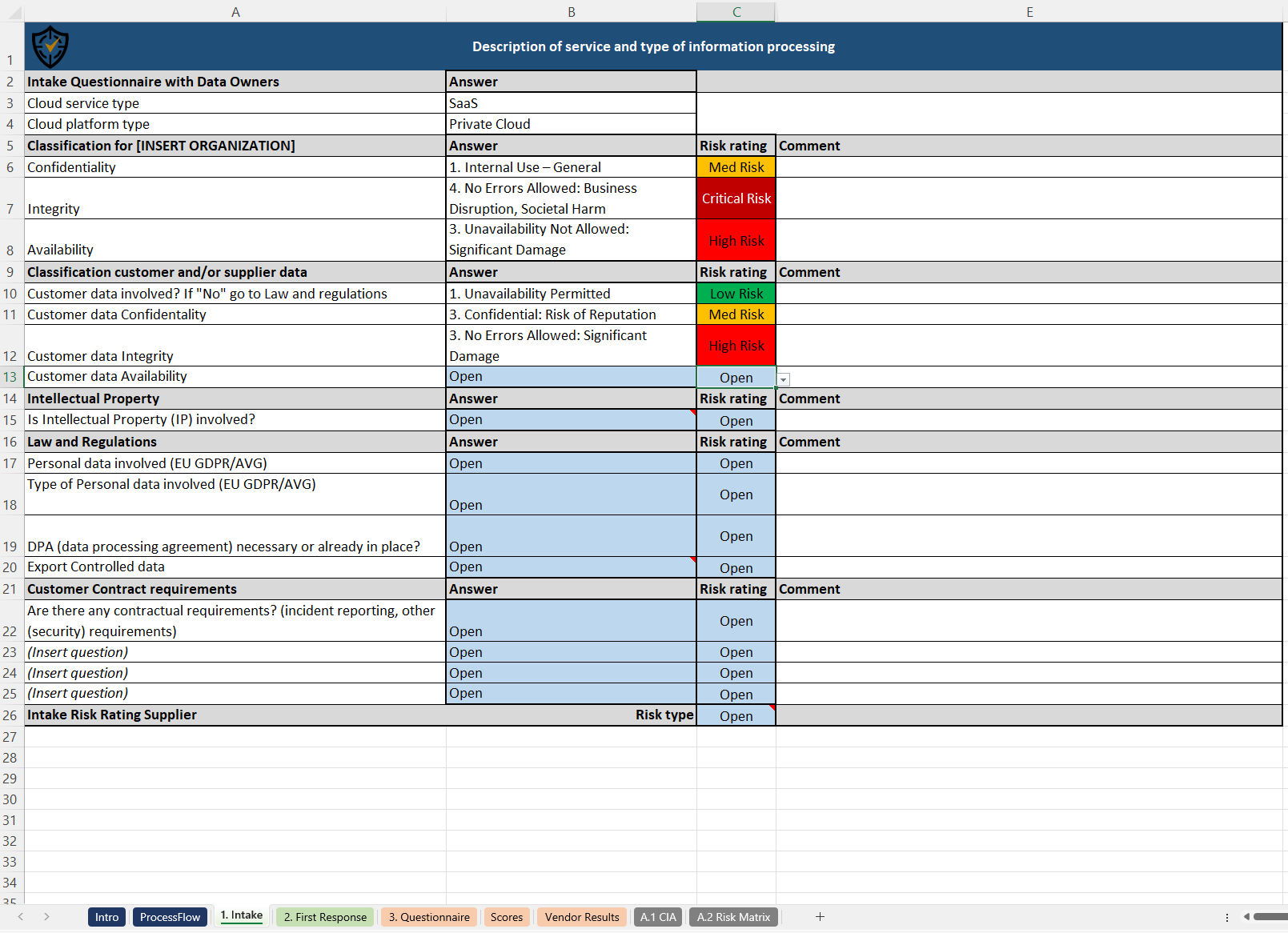Vendor Risk Assessment Template Xls