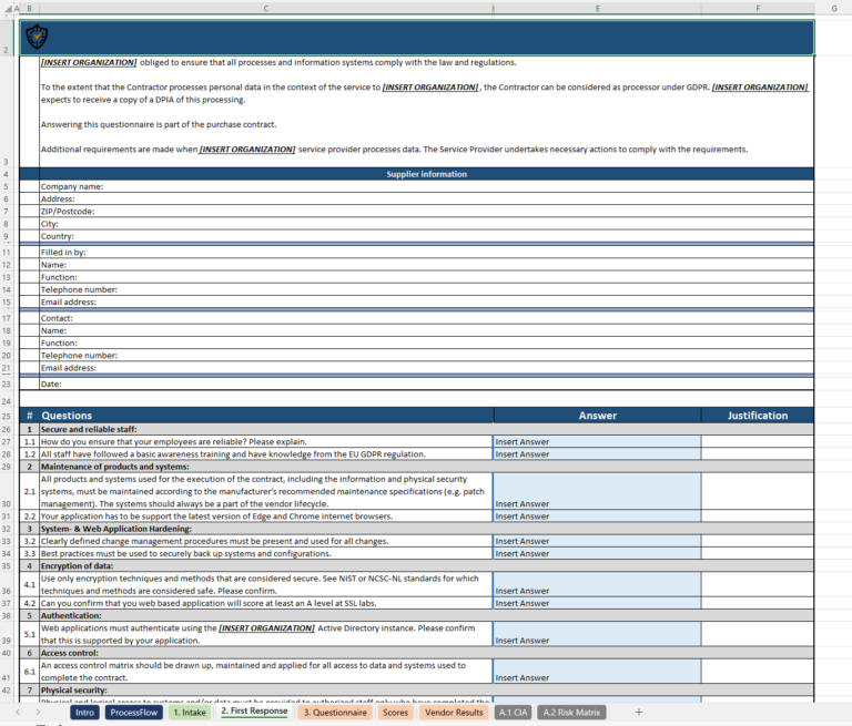 Vendor Security Assessment Questionnaire